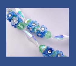 Vendome Aurora Borealis Crystal Bead & Plastic Flower Necklace & Earrings Close Up
