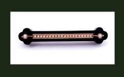 14k Gold Pearl and Onyx Victorian Bar Pin