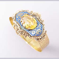Victorian 14k Gold Enamel and Citrine Bracelet