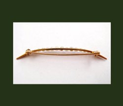 Victorian 10k Gold and Pearl Crescent Pin Signature