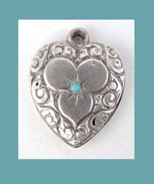 Victorian Scrolled Sterling Puffy Heart Charm