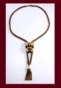 Victorian Garnet and Pearl Large Slide Necklace