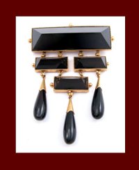 Victorian 14k Gold and Onyx Brooch