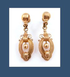 10k Rose Gold Late Victorian Earrings Front