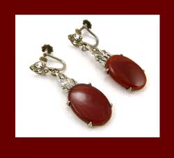 Sterling and Marcasite Wachenheimer (Diamonbar) Long Earrings