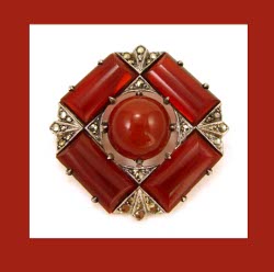 Wachenheimer (Diamonbar) Sterling and Carnelian Pin