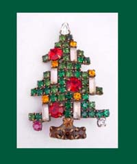Weiss Five Candle Rhinestone Christmas Tree Pin