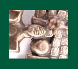 Weiss Five Candle Rhinestone Christmas Tree Pin Signature