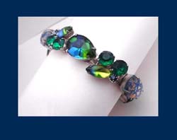 Weiss Colorful Art Glass & Rhinestone Bracelet
