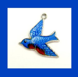 Wells Sterling Enamel Blue Bird Charm