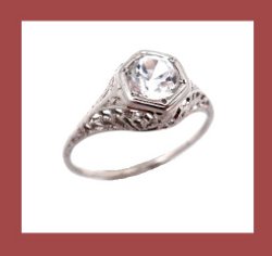 White Sapphire 14k White Gold Filigree Ring