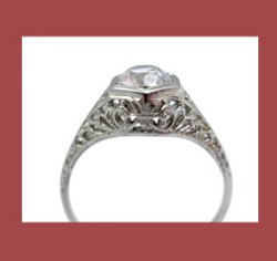 White Sapphire 14k White Gold Filigree Ring Side