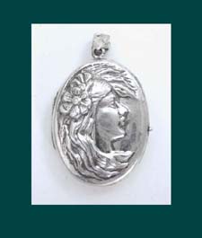 Sterling Art Nouveau Woman Locket Front