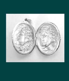Sterling Art Nouveau Woman Locket Signature