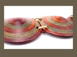  Richly Colored Wood Bracelet & Earring Set Close Up