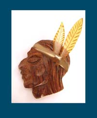 Bakelite and Wood Native American 1930s Pin