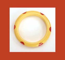 Yellow and 6 Orange Marbled Dot Bracelet