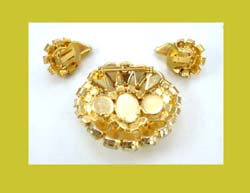 Sunshine Yellow Givre Cabochon and Rhinestone Earrings Back