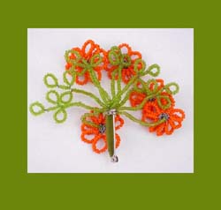 Vibrant Beaded Flower Pin Back