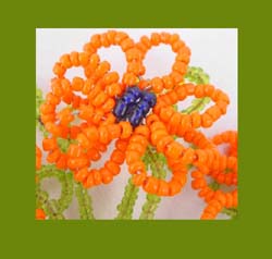 Vibrant Beaded Flower Pin Close Up