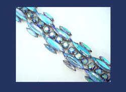 Hattie Carnegie Sapphire Aurora Borealis Rhinestone Bracelet Close