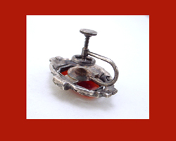 Marcasite and Carnelian Sterling Earrings Signature