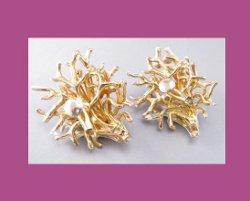 Castlecliff Enamel and Rhinestone Trembler Coral Earrings Back