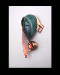 California Pottery & Copper Face Brooch