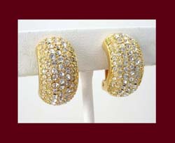 Christian Dior Rhinestone Golden Earrings