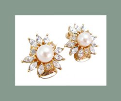 Christian Dior Rhinestone and Glass Pearl Earrings