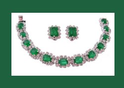 Christian Dior Emerald Rhinestone Bracelet and Earrings