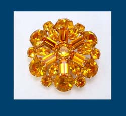 Eisenberg Topaz Rhinestone Brooch