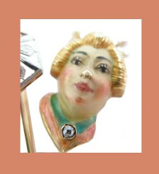 Art Nouveau 14k Gold and Diamond Geisha Girl Pin Close