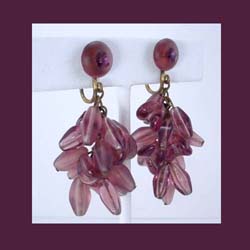 Germany Amethyst Glass Beaded Earrings