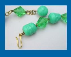 Green Crystal & Turquoise Beaded Necklace Hook