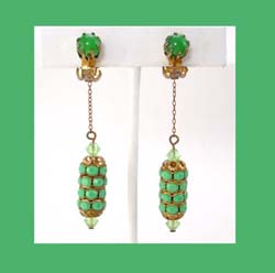 Fancy Green Rhinestone Earrings