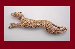 Golden Tone Art Deco Style Running Greyhound Pin