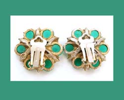 HAR Green Glass and
                Rhinestone Earrings Signature