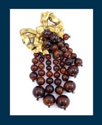 Haskell (unsigned) Bow and Brown Beaded Fur Clip