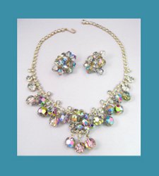 Juliana Aurora Borealis Black Crystal Necklace and Earrings