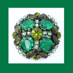 Juliana Emerald Green Rhinestone Brooch