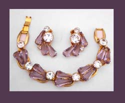 Lavender & Clear Rhinestone Juliana Bracelet & Earrings