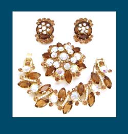 Juliana Topaz Rhinestone Bracelet, Earrings and Pin