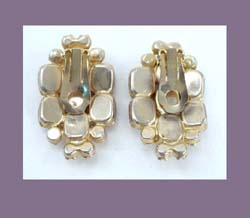 Lavender Rhinestone and Cabochon Earrings Back