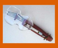 Lucite & Wood Violin Pin Back