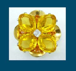 Mazer Citrine Rhinestone Fur/Pin Clip