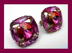 Pink Rivoli Rhinestone Earrings