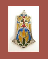 Sterling Plique-a-Jour Enamel Pendant Signature