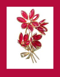 Red Glass Flower Fur Clip