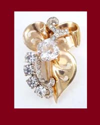 Gorgeous Sterling Vermeil Rhinestone Fur/Pin Clip
